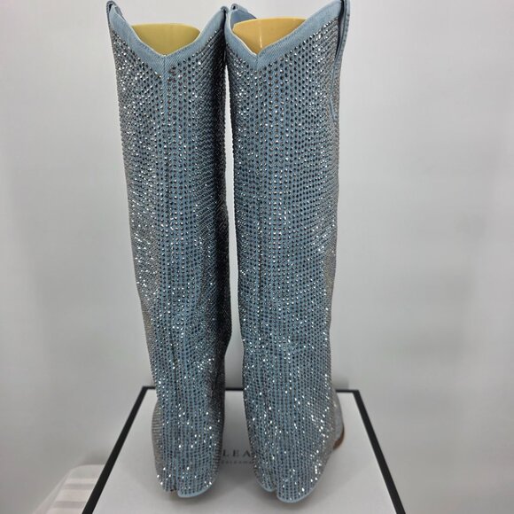 AZALEA WANG Banian Knee High Rhinestone Denim Western Boot 7-11 NWT - Picture 8 of 13